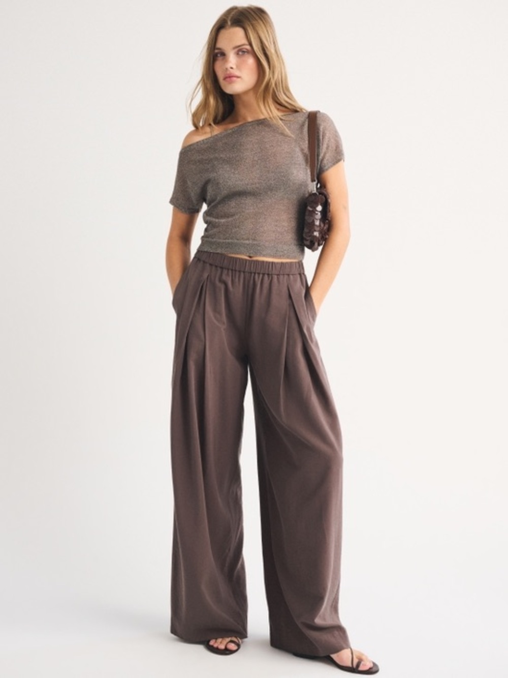 Abercrombie Lightweight Crepe Pleated Pull On Pant NWT Size Large